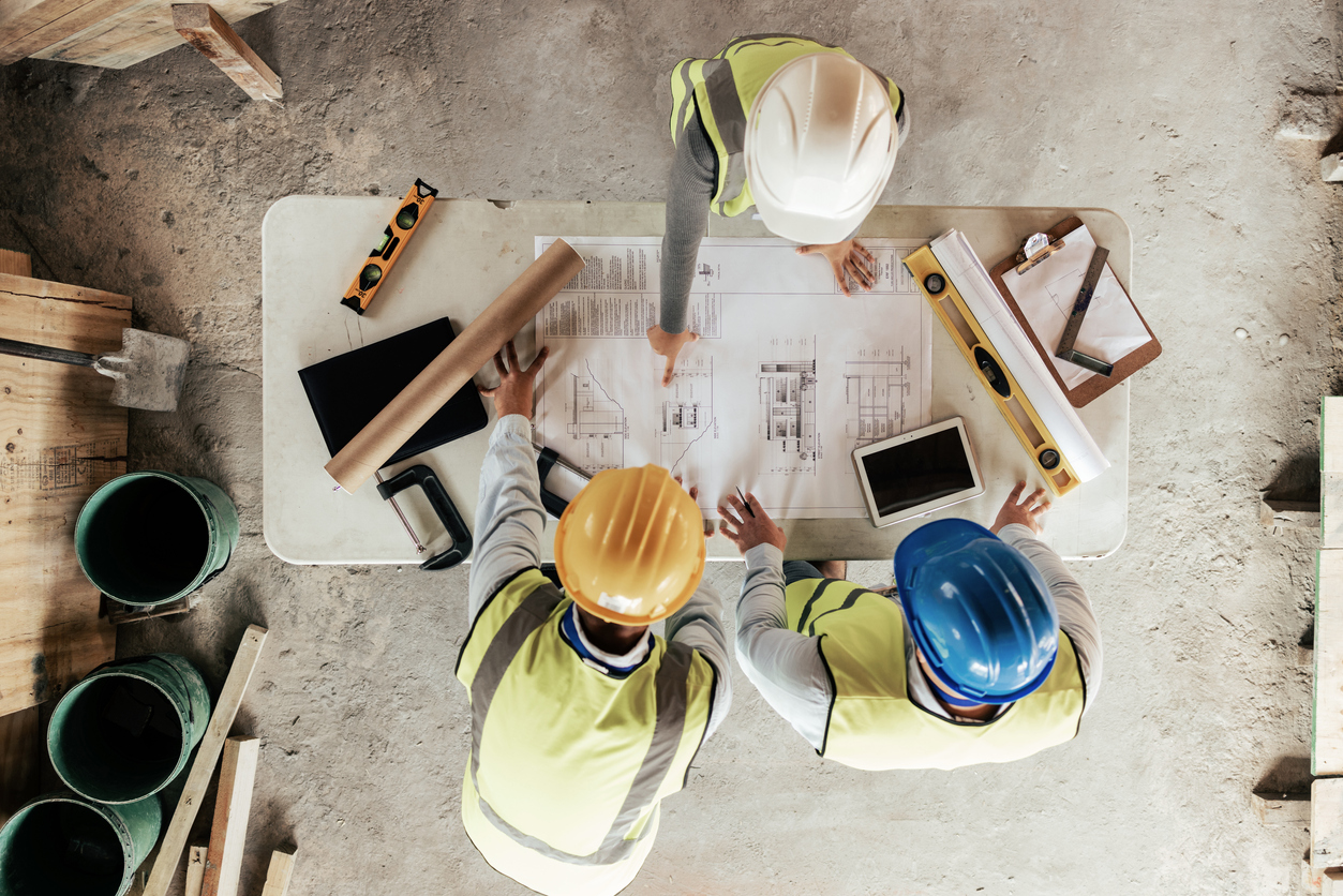 Overhead view of a construction planners