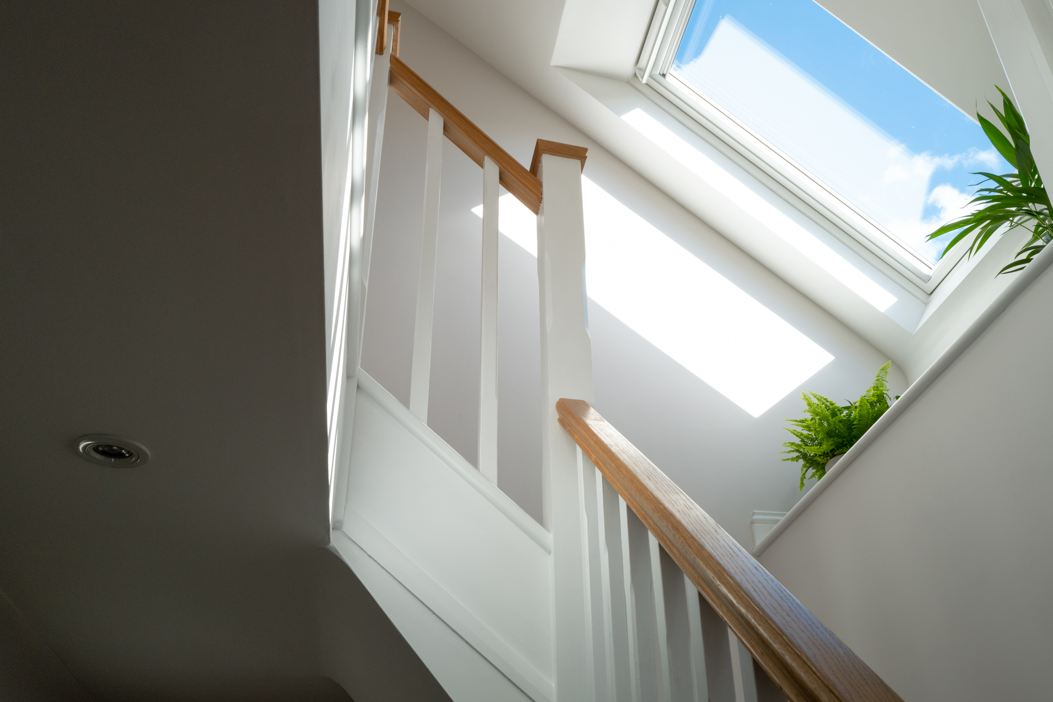 sunlight streaming through a skylight window