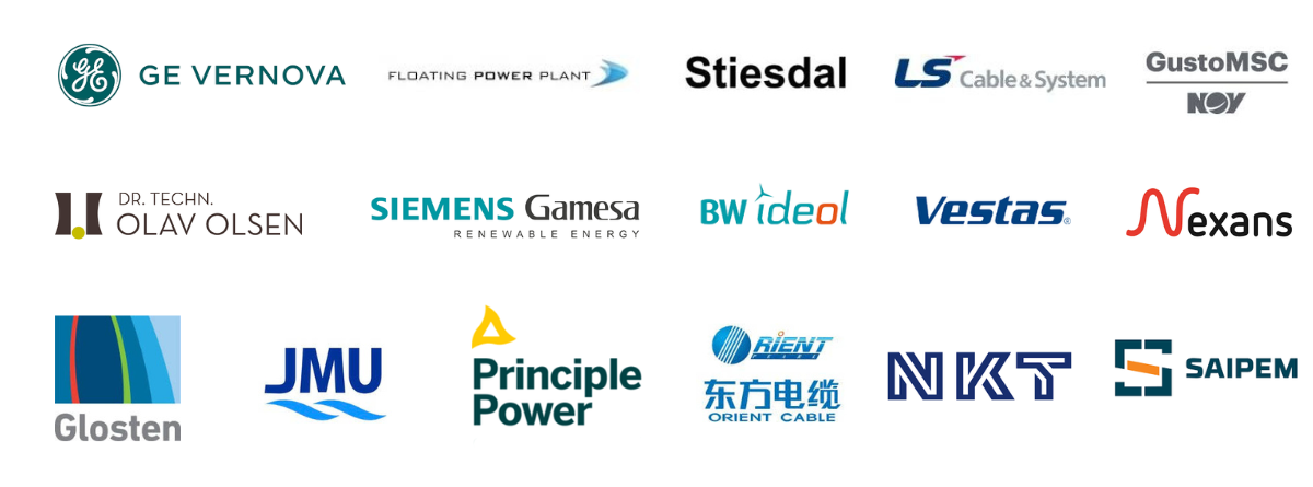 Logos of partners for the Carbon Trust Floating Wind JIP Advisory group