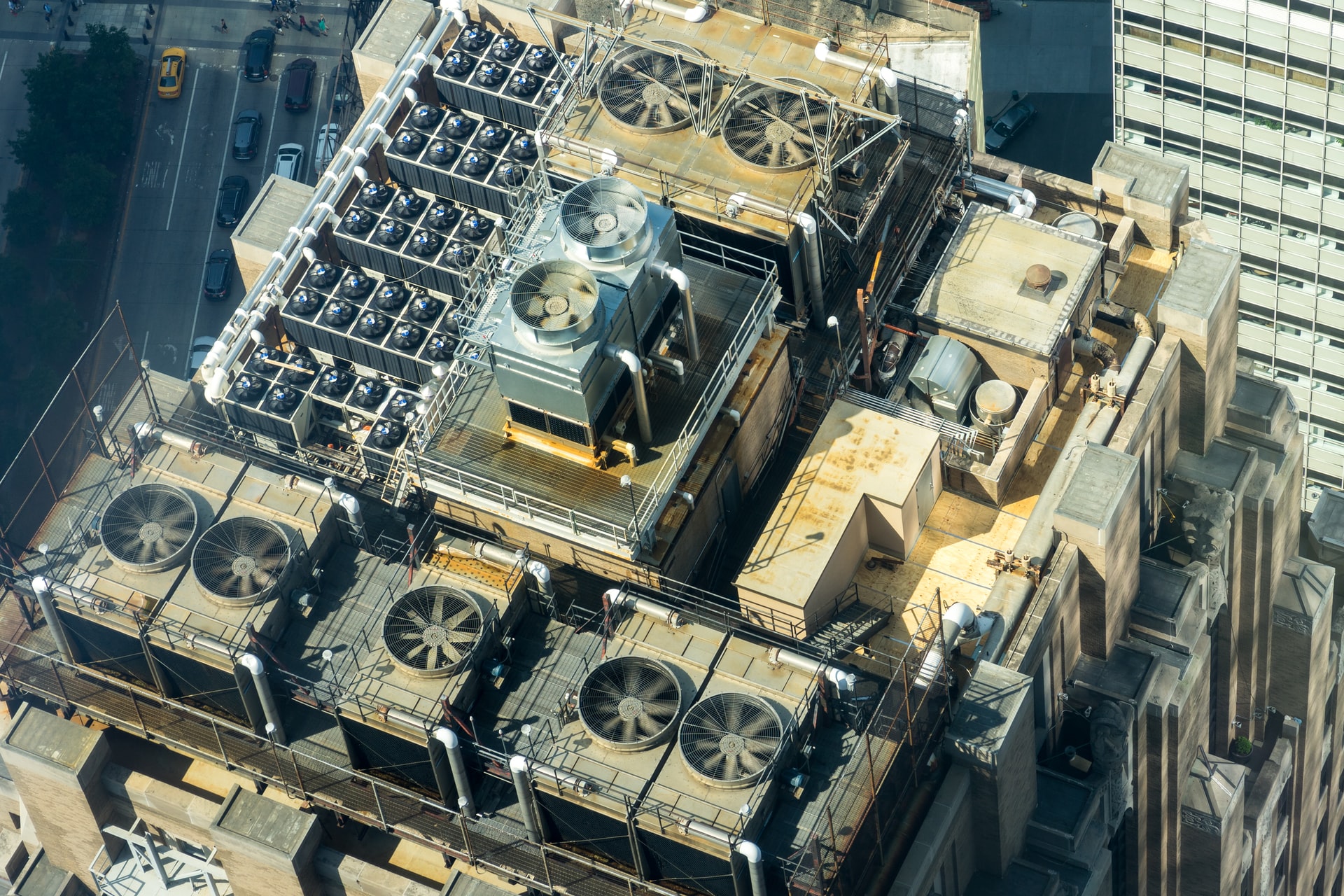 Air conditioning units on buildings