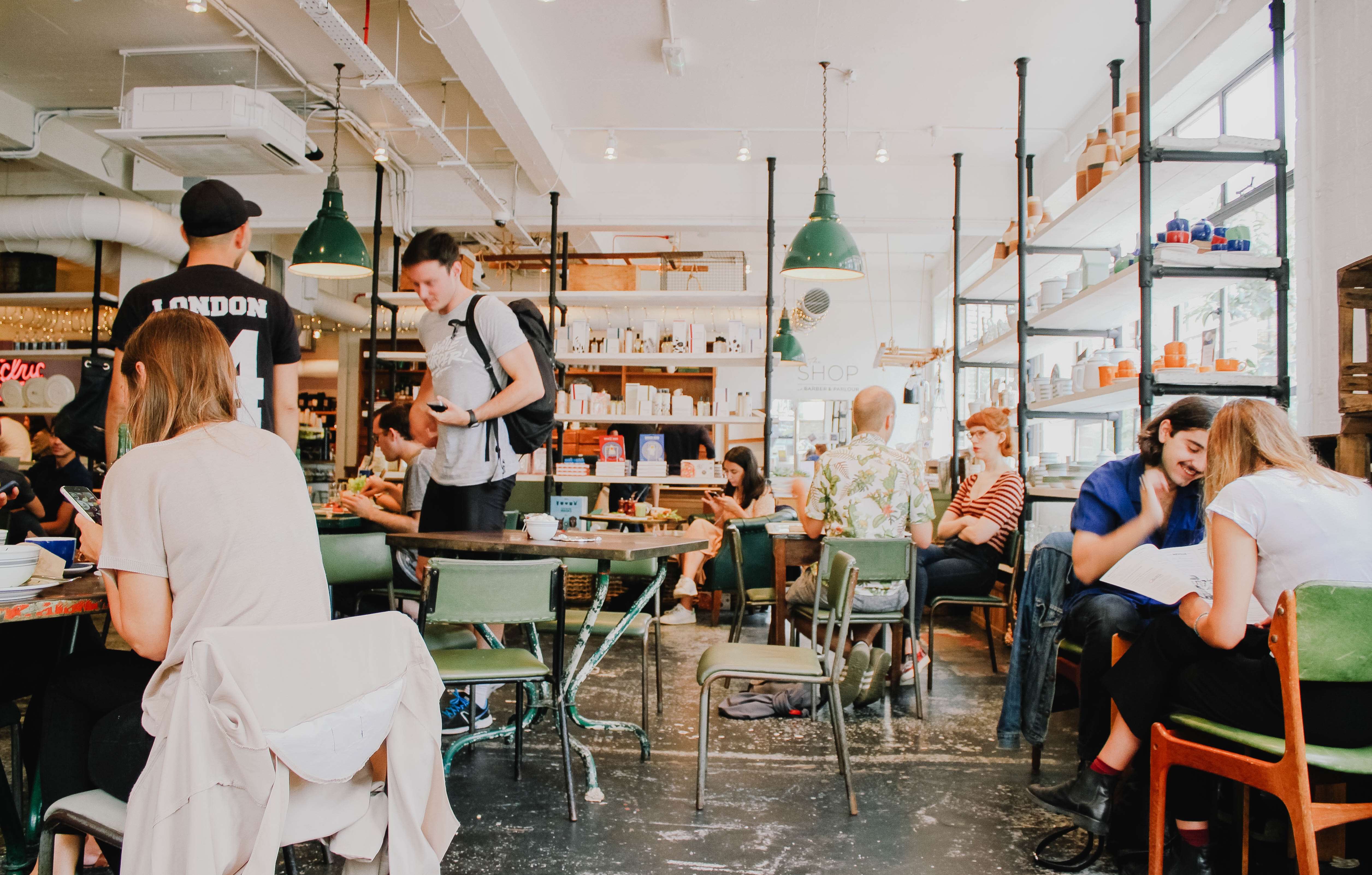 People eating in a cafe