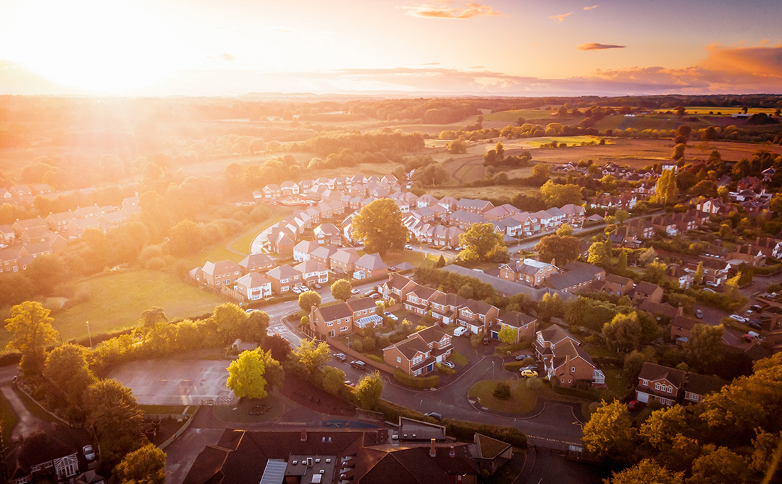Town sunset