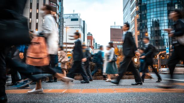 busy street in financial district