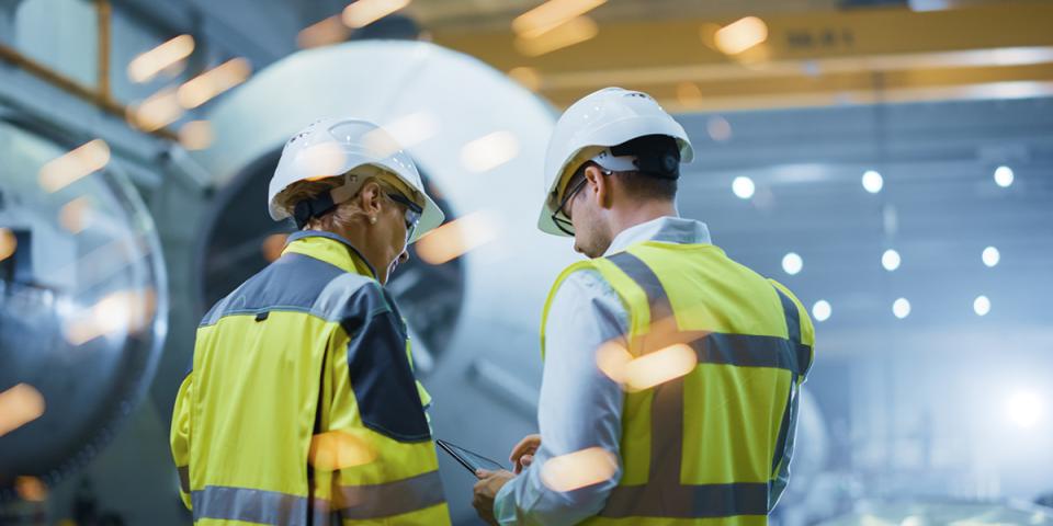 Workers in industrial plant