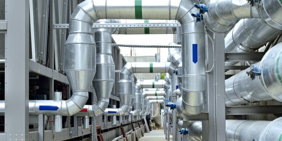 Data center with auxiliary communications and cooling system. A complex system of electric networks of communication.