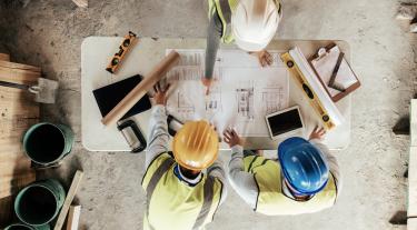 Overhead view of a construction planners
