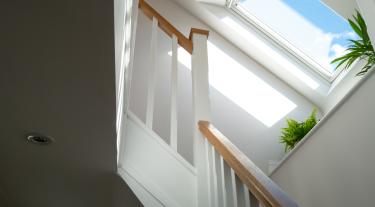 sunlight streaming through a skylight window