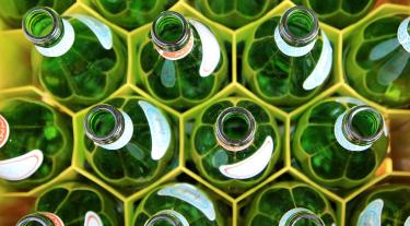 green glass bottles
