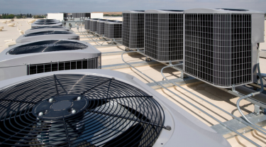 Air conditioning units on top of a building