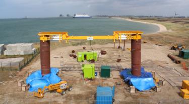 Image showing 2m diameter pile field testing at Dunkirk France, used for validation of the new design method