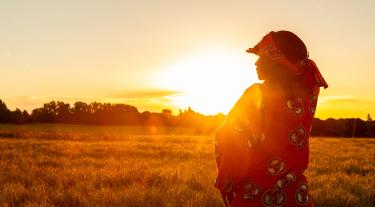 African women viewing sunset