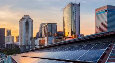 Buildings with solar panels