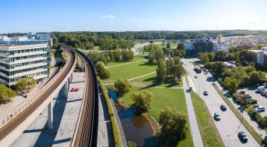 Subway train rails, modern environment friendly city