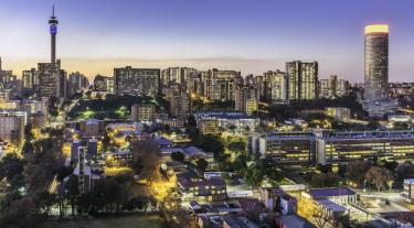 Johannesburg city skyline at dusk