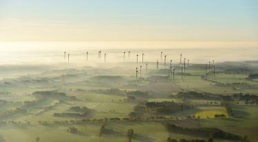 Wind turbines in distance