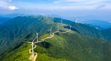 Wind turbines on hills