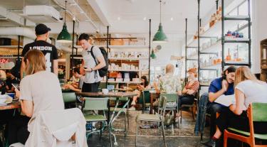 People eating in a cafe