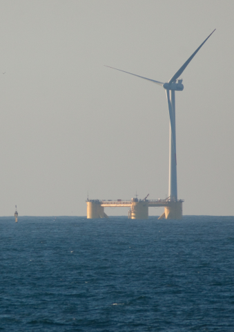 floating offshore wind turbine in the sea